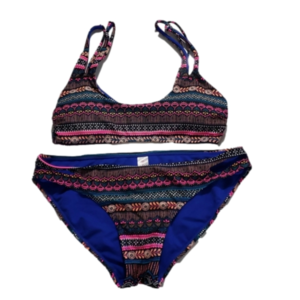 No Boundaries Pink/Blue Swimsuit Top Sz M Btm Sz L